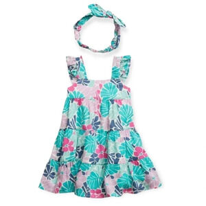 BABY GAP NWT 12-18m Girls Tiered Tropical Floral Blue Sundress Set